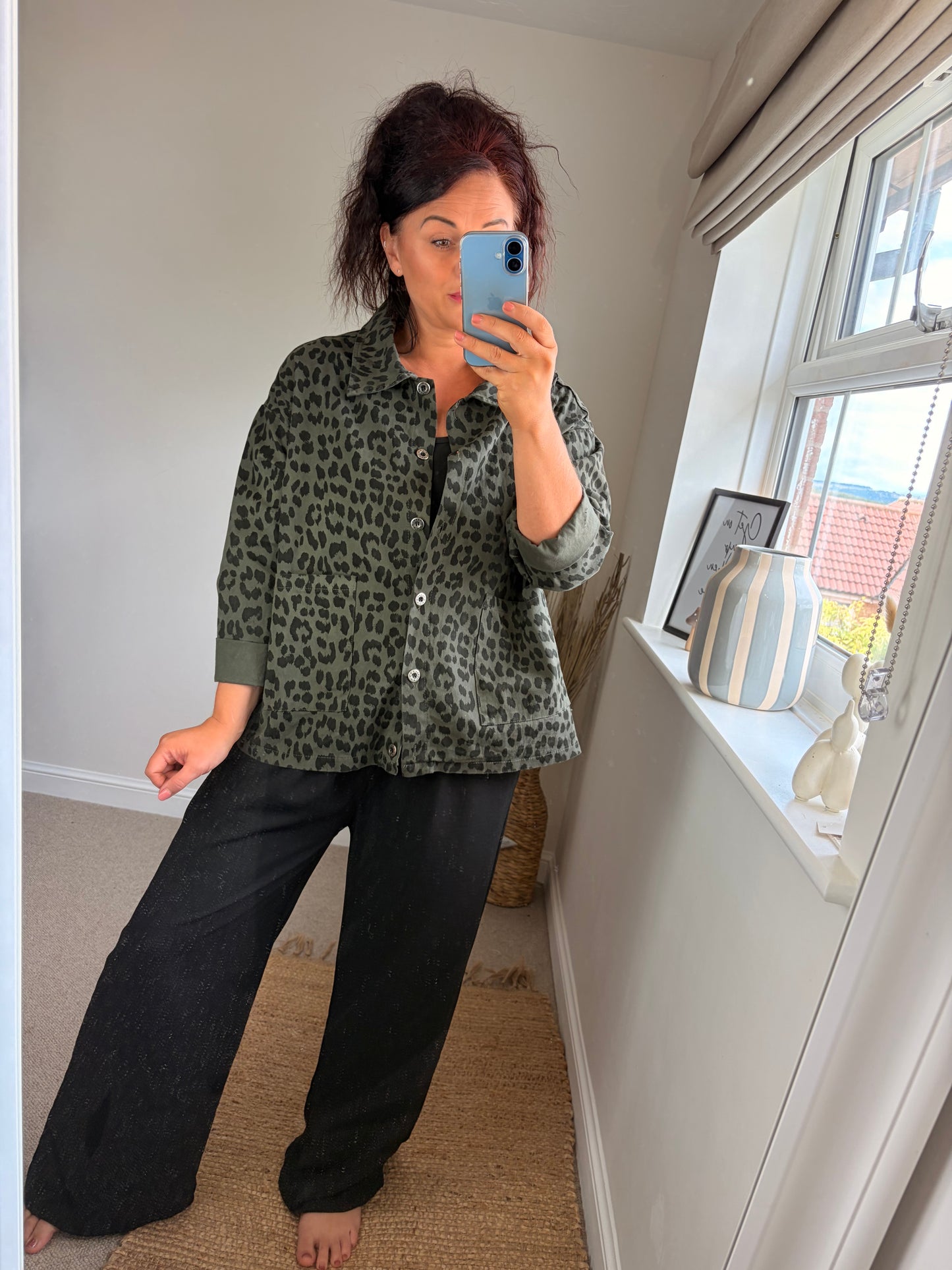 Leopard Shirt Jacket - Khaki