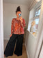 Bubble Hem Animal Print Top - Rust