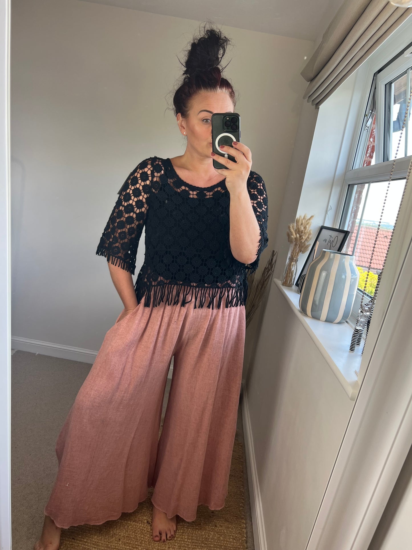 Crochet Tassel Top - Black