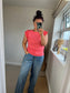 Ruffle Sleeve Tshirt - Coral
