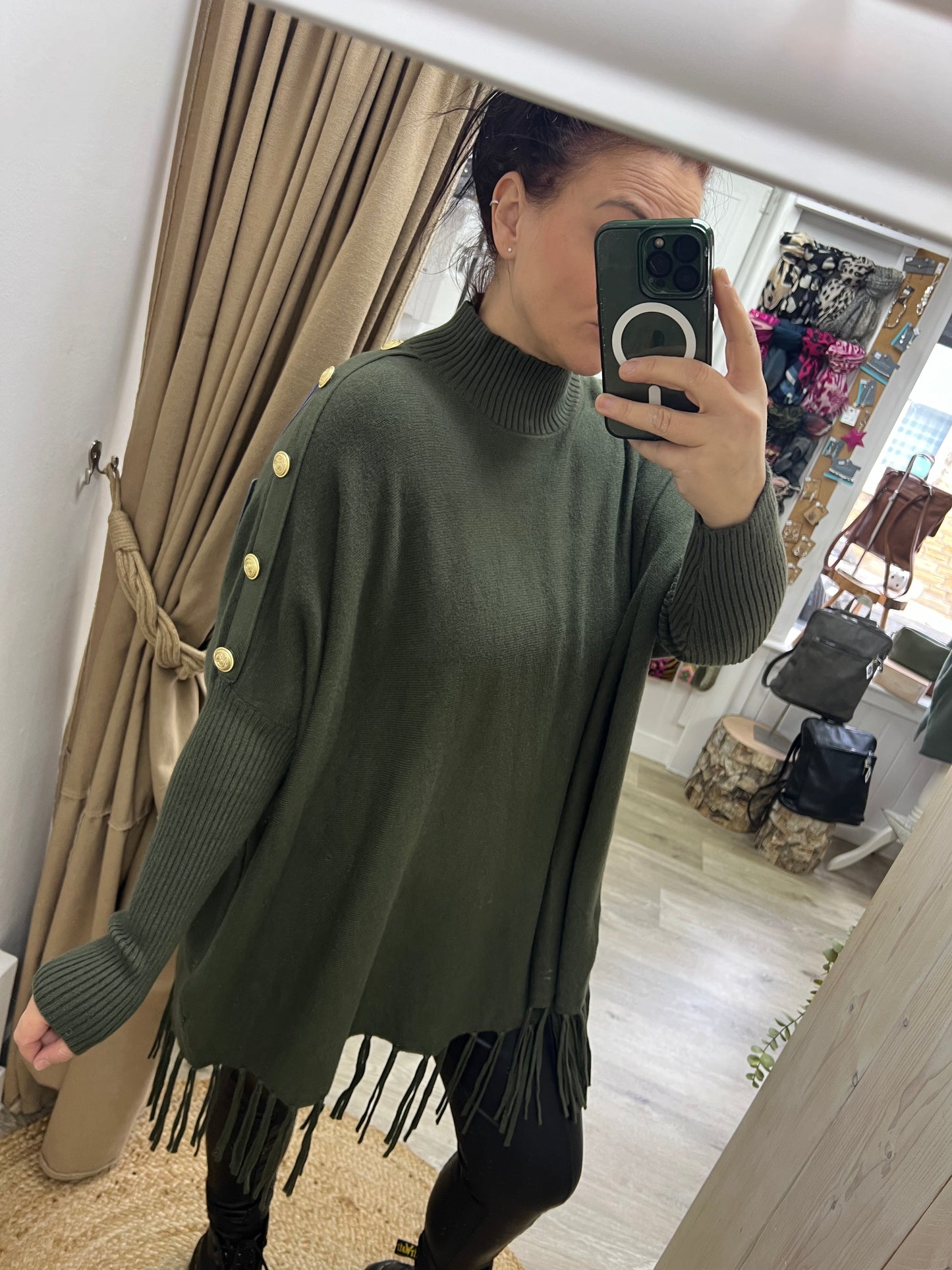 Military Tassel Jumper - Khaki