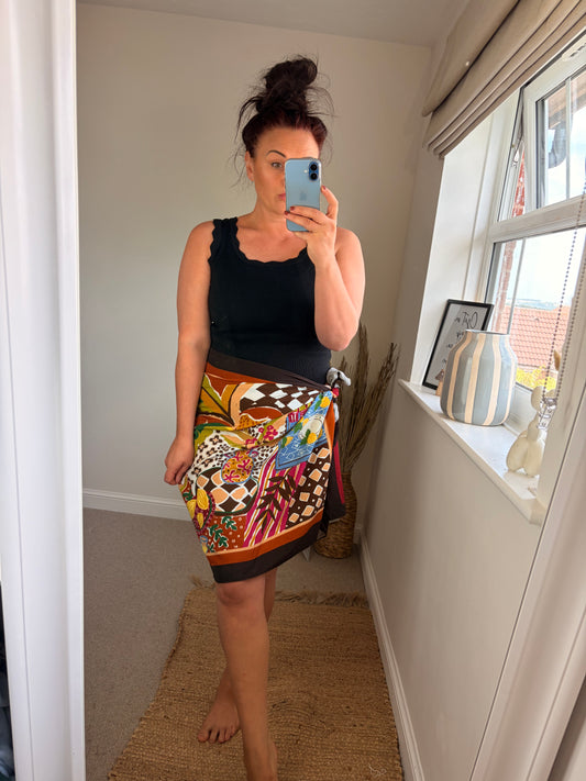 Tie Sarong Skirt - Brown