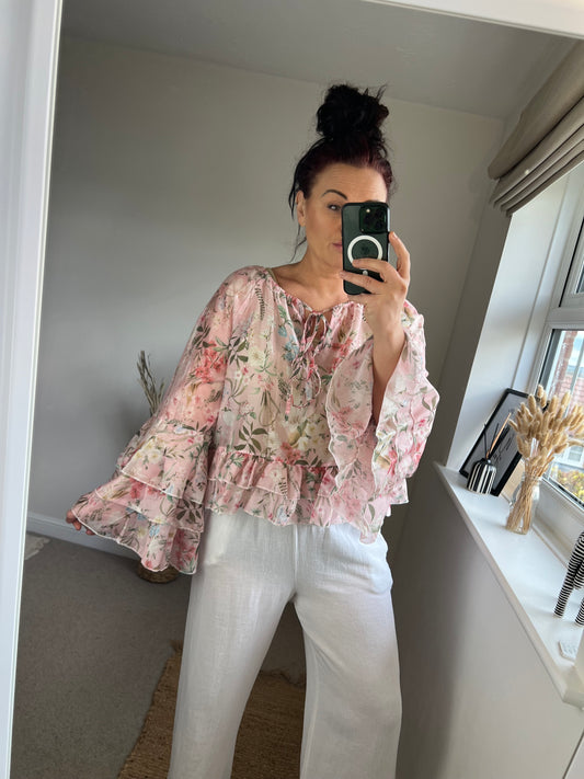 Floral Rara Top - Blush