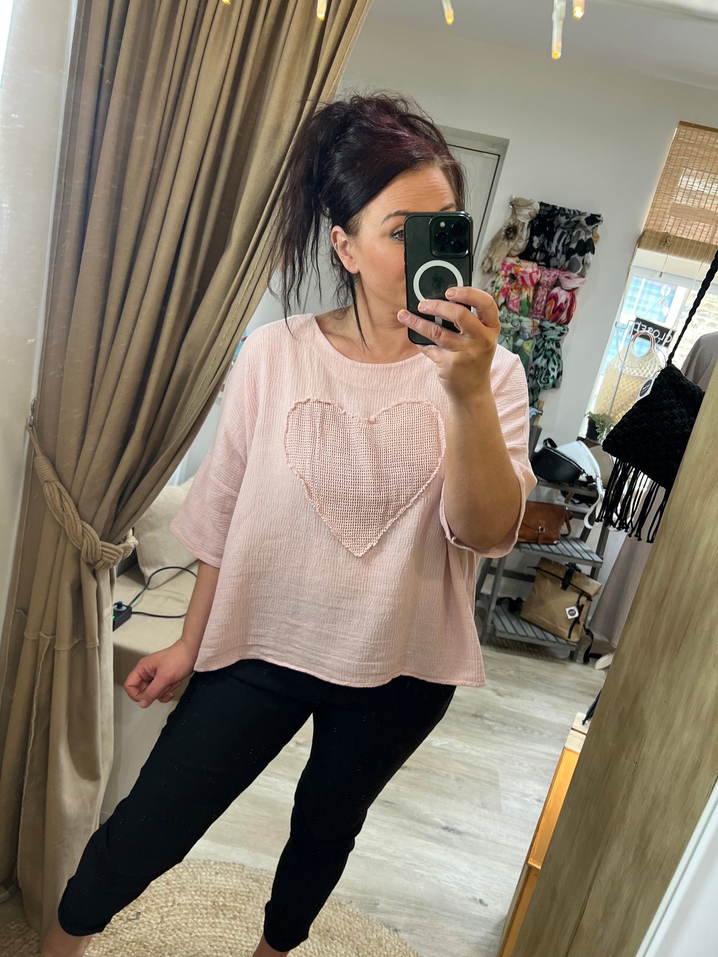 Waffle Heart Top - Pink