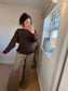 Ribbed Button Jumper/Cardigan - Chocolate