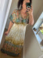 Slinky Mandala Grecian Dress - Cream
