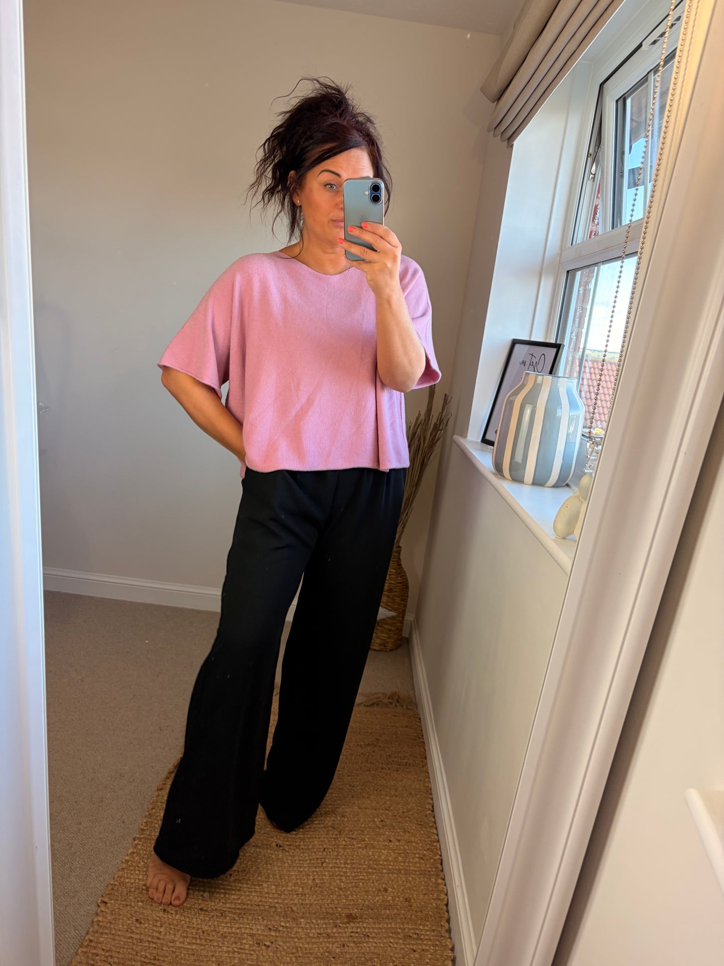 Boxy Short Sleeve Jumper - Blush