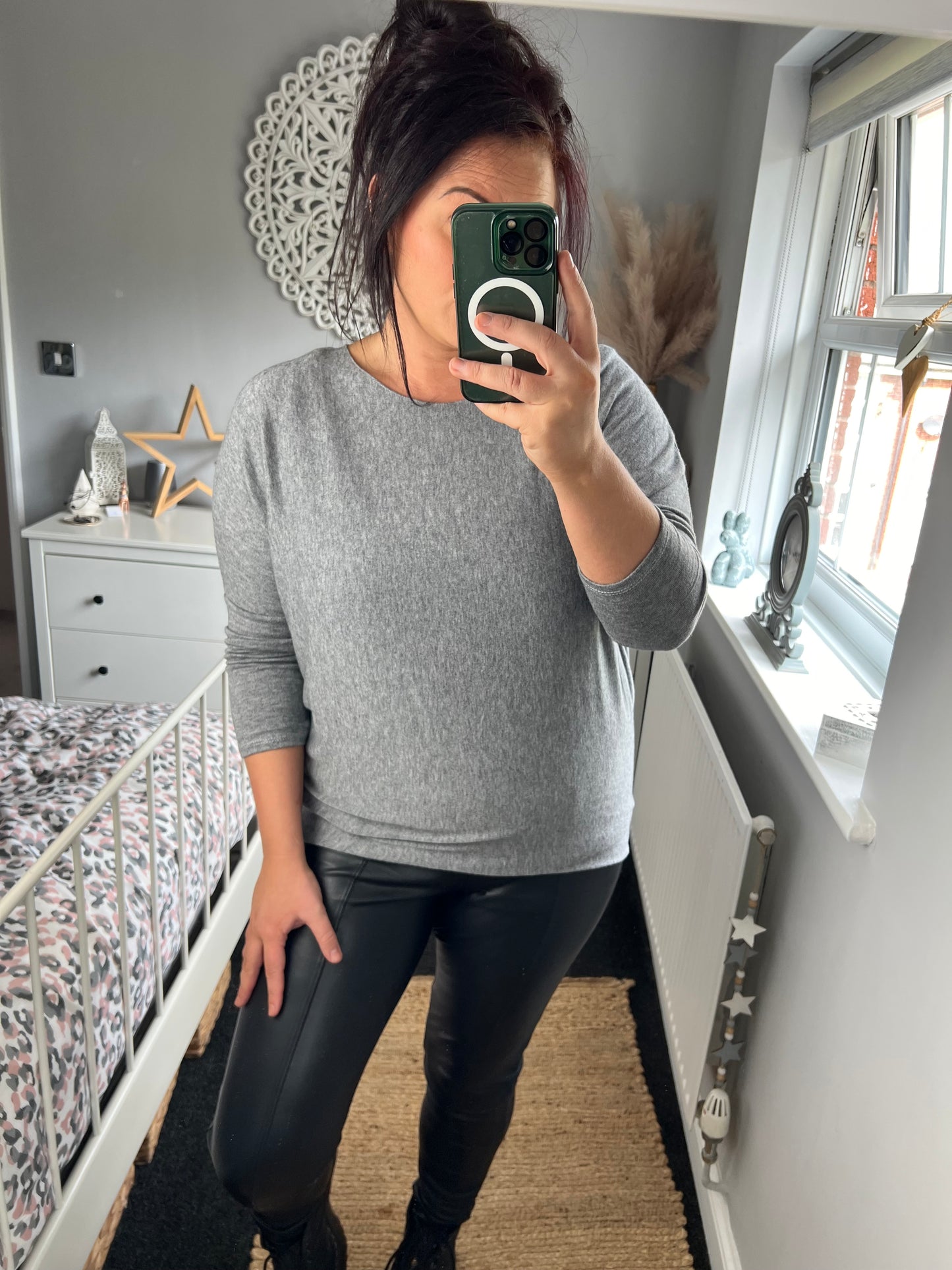 Fine Knit Plain Jumper - Grey