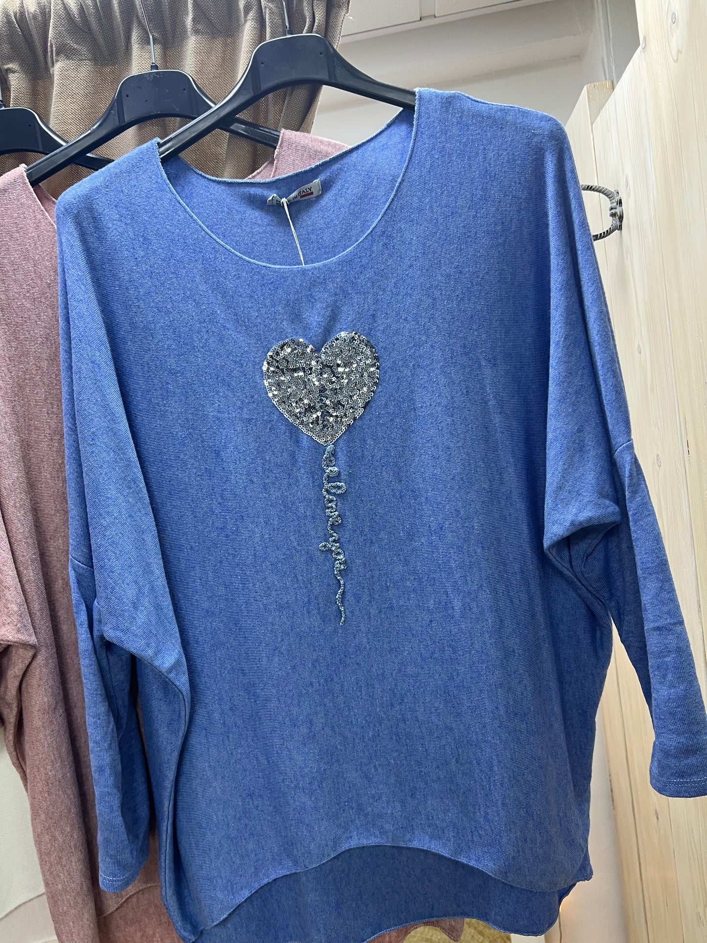 Fine Knit Sequin Heart Jumper