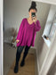 Soft Knit V Jumper - Magenta