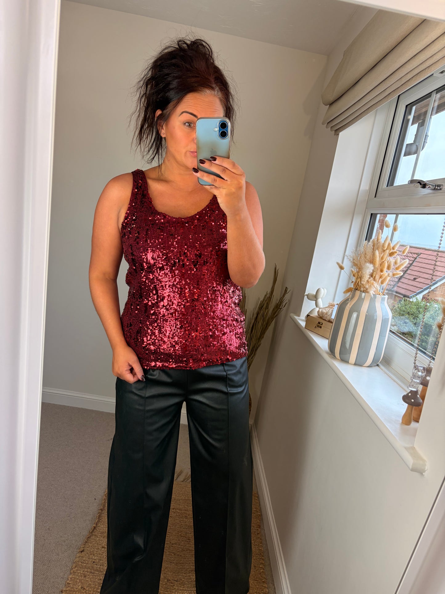 Sequin Vest - Red