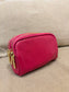 Leather Triple Compartment Purse - Cerise