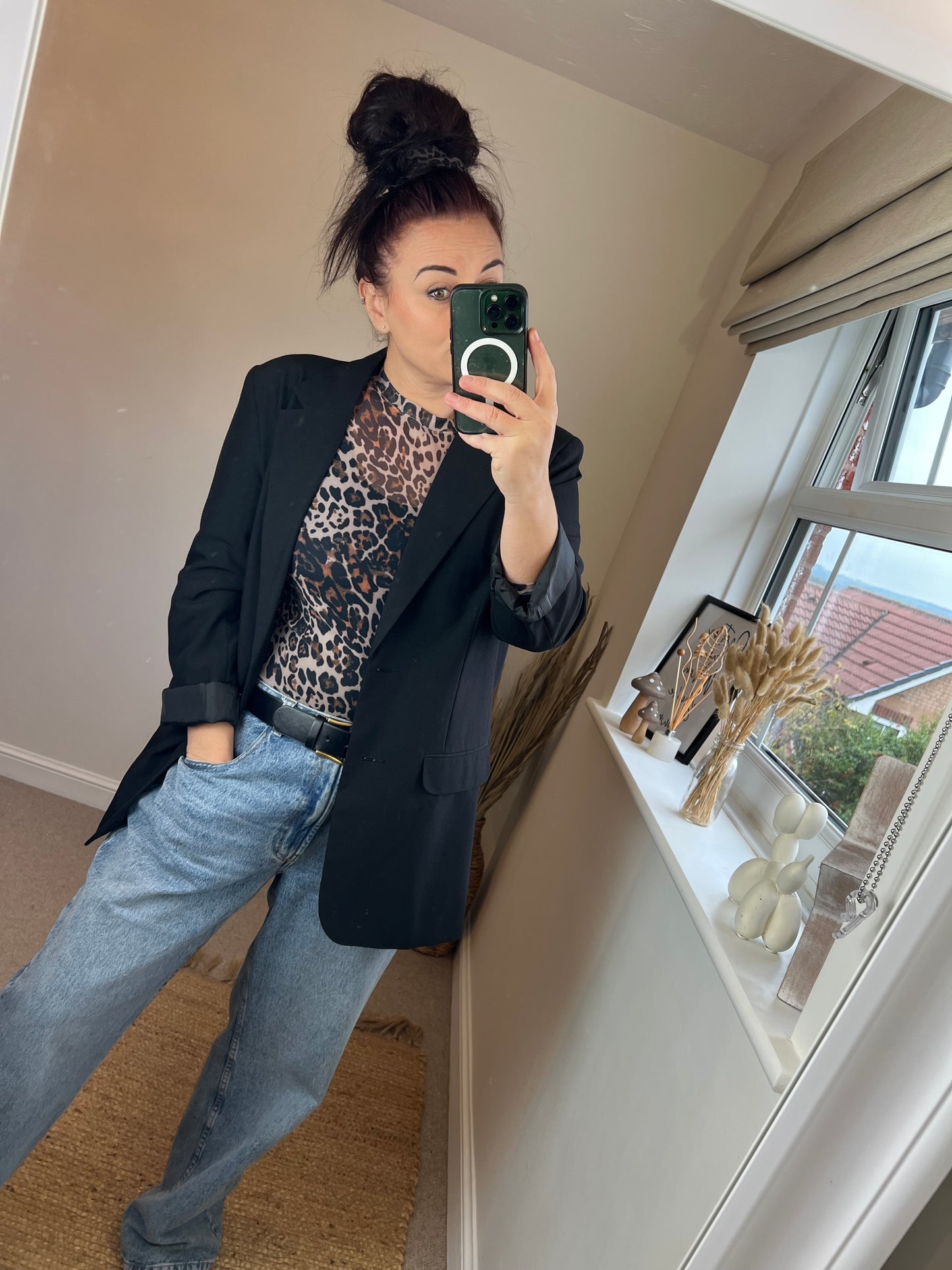 Mesh Long Sleeve Top - Leopard