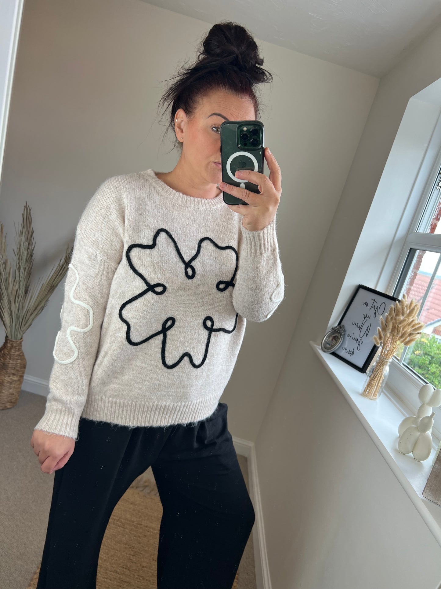 Flower Chunky Jumper - Cream