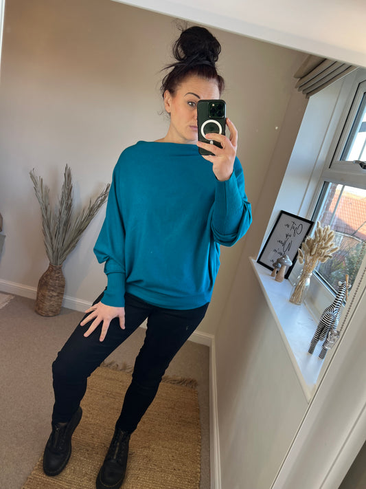 Button Back Jumper - Teal