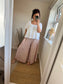 Linen Floaty Trousers - Blush