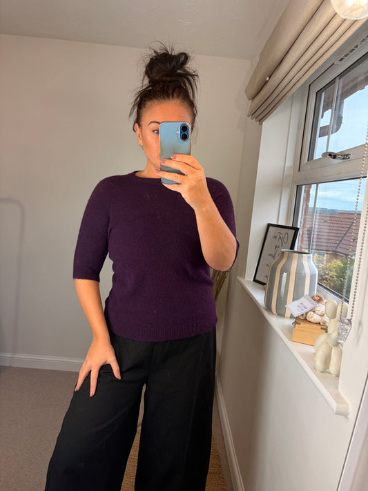 Crop Sleeve Jumper - Plum