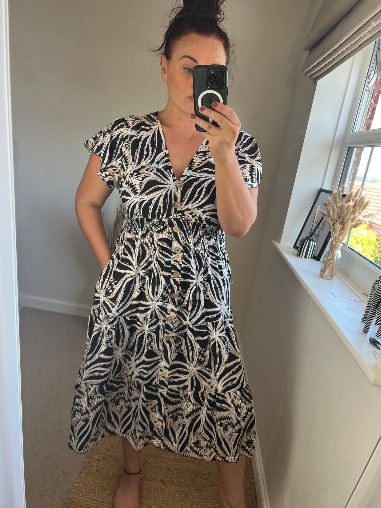 LOTTIE Midi Button Dress with Pockets - Black