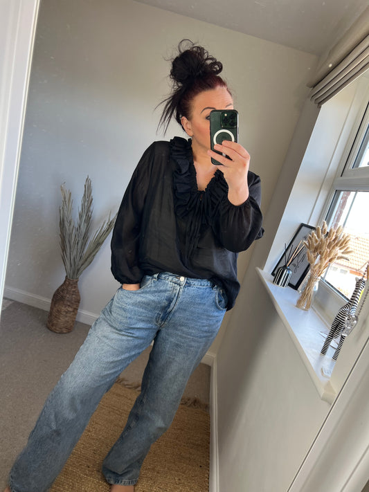 Ruffle Shirt - Black