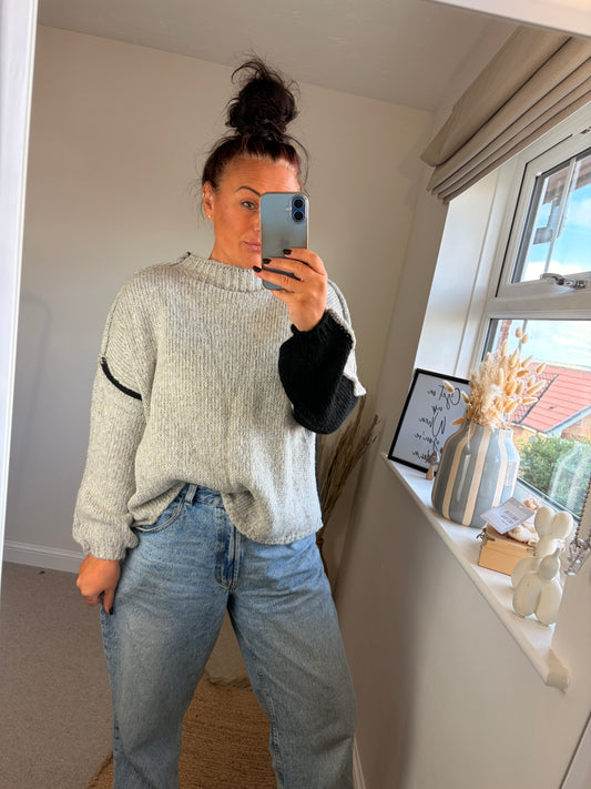 2-way Chunky Jumper - Black/Grey