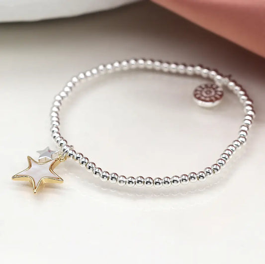 Peace Of Mind -  Silver Plated Bracelet with Double Star