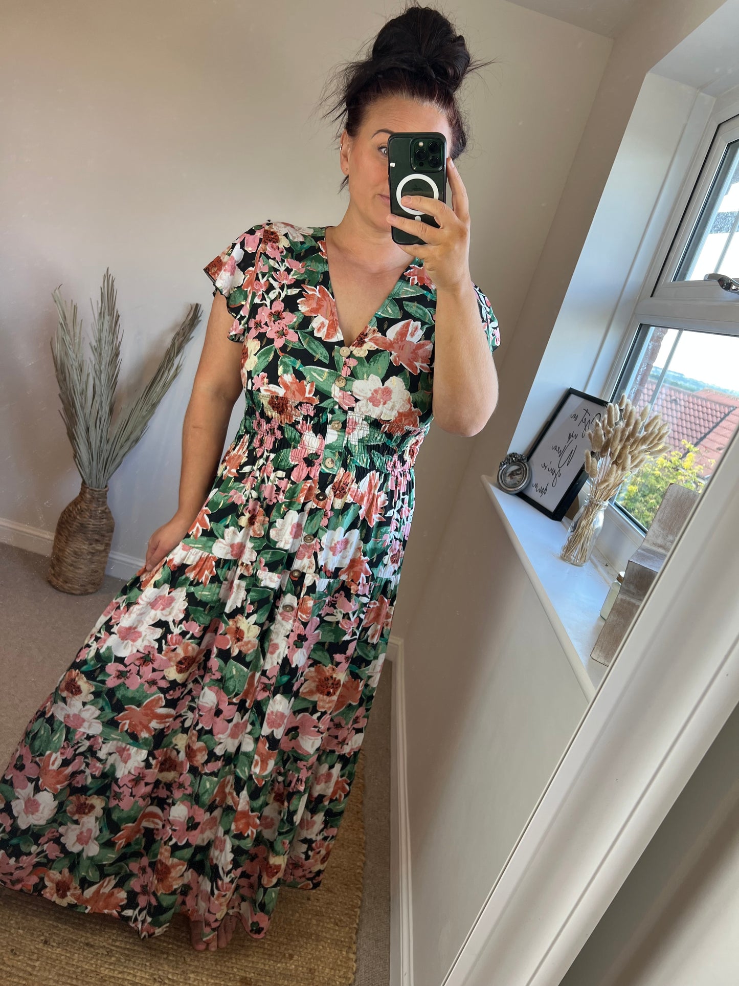 LOTTIE Maxi Button Dress - Black/Gold