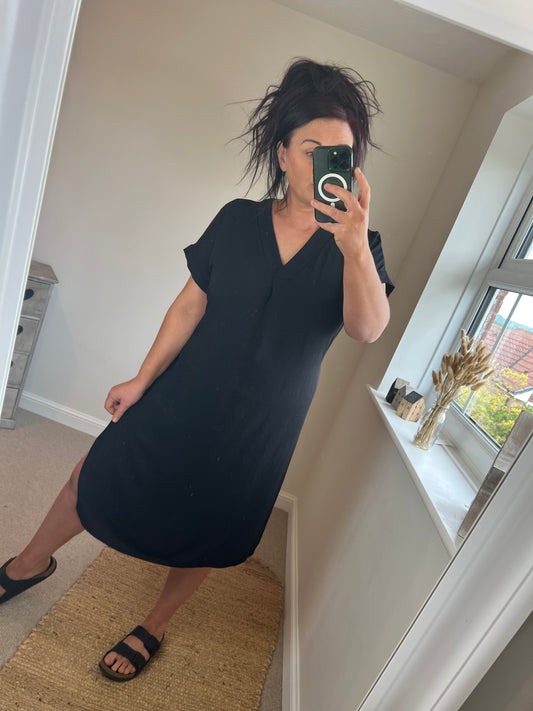 Tie Shirt Dress - Black