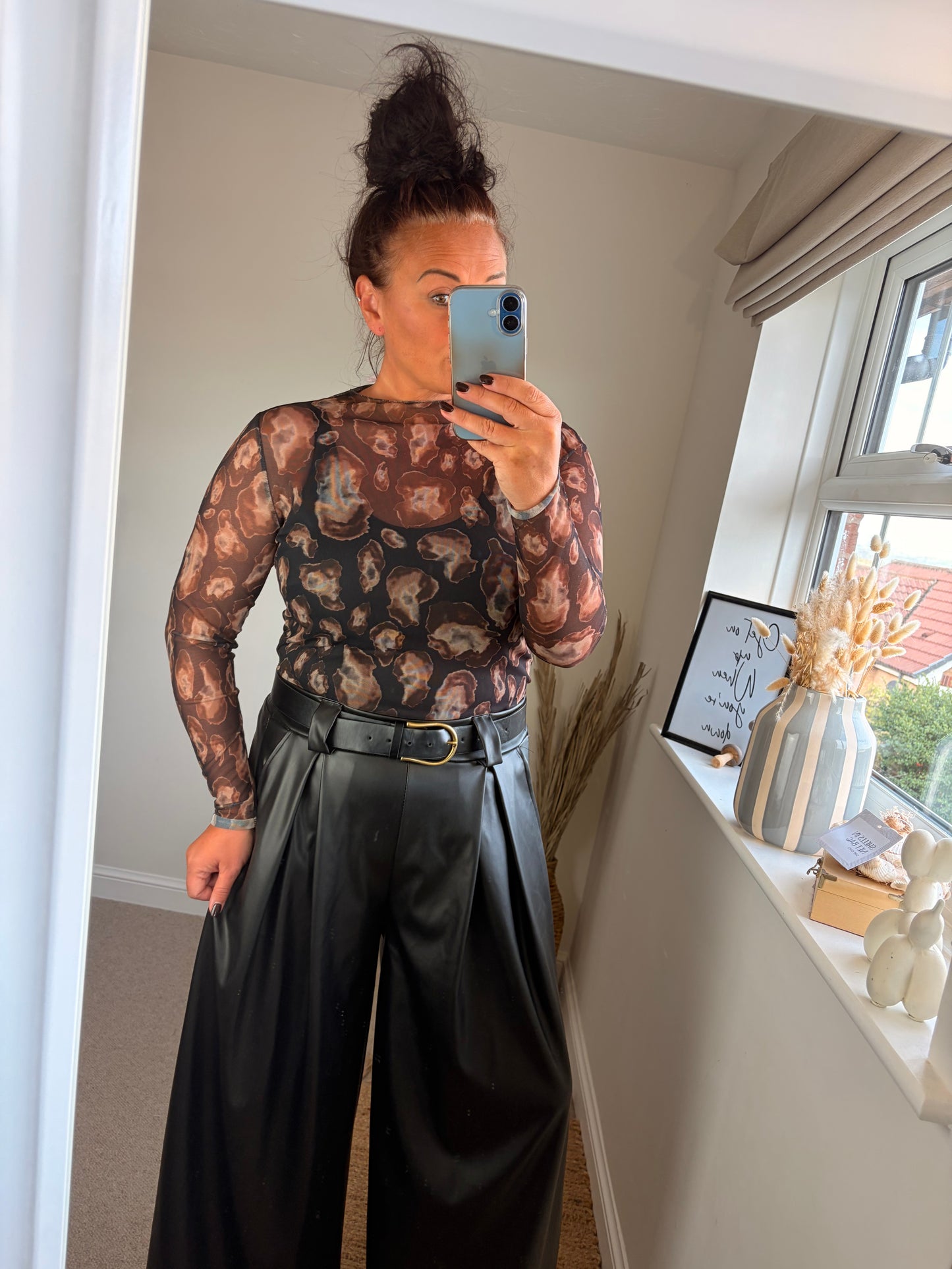 Mesh Layering Top - Leopard Black