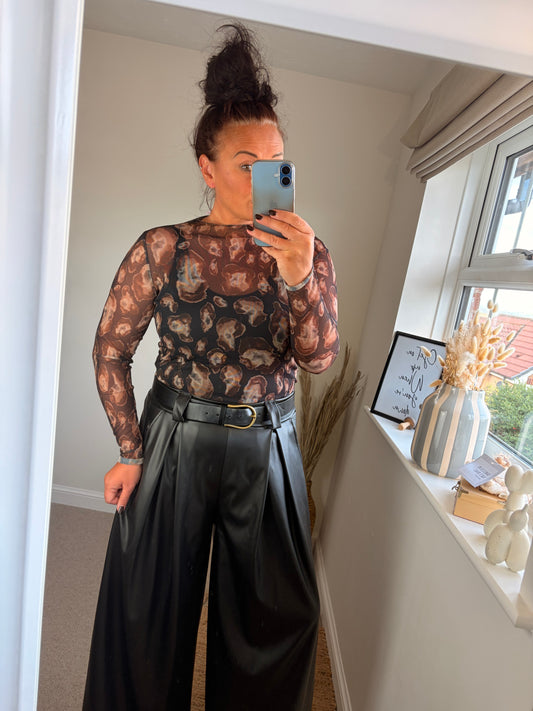 Mesh Layering Top - Leopard Black