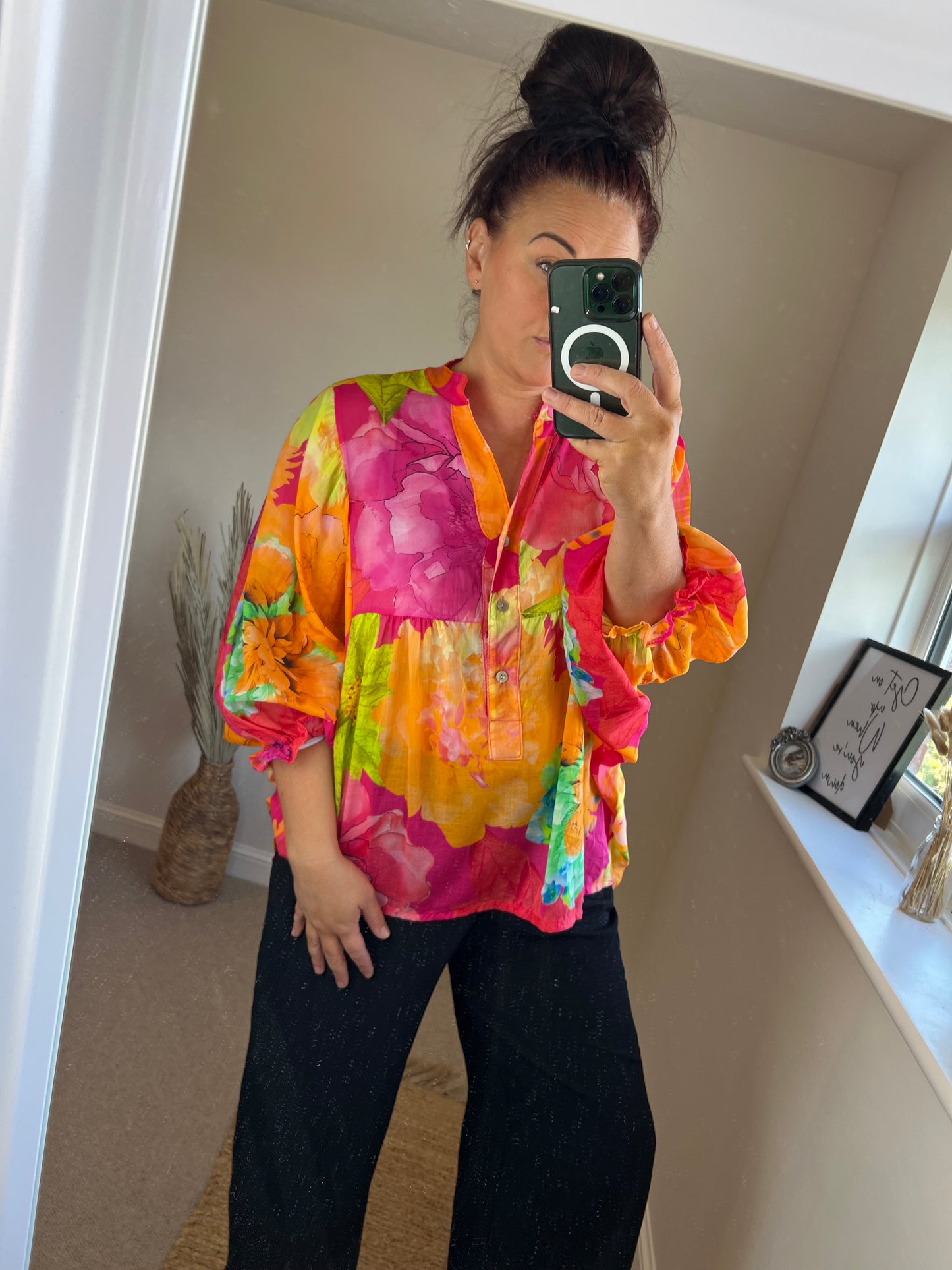 Bright Puff Sleeve Blouse