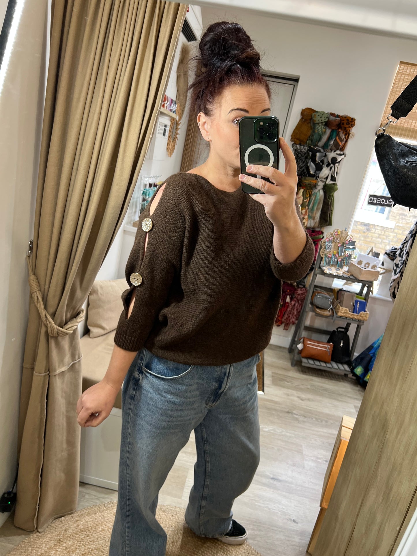 Open Sleeve Jumper - Chocolate
