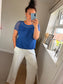Circle Bubble Hem Top - Cobalt