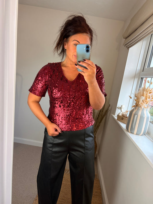 Sequin Top - Red
