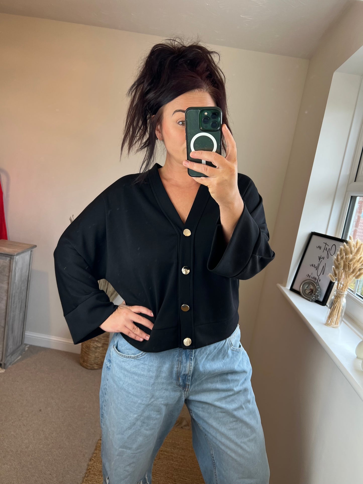 Soft Jersey Cardigan - Black