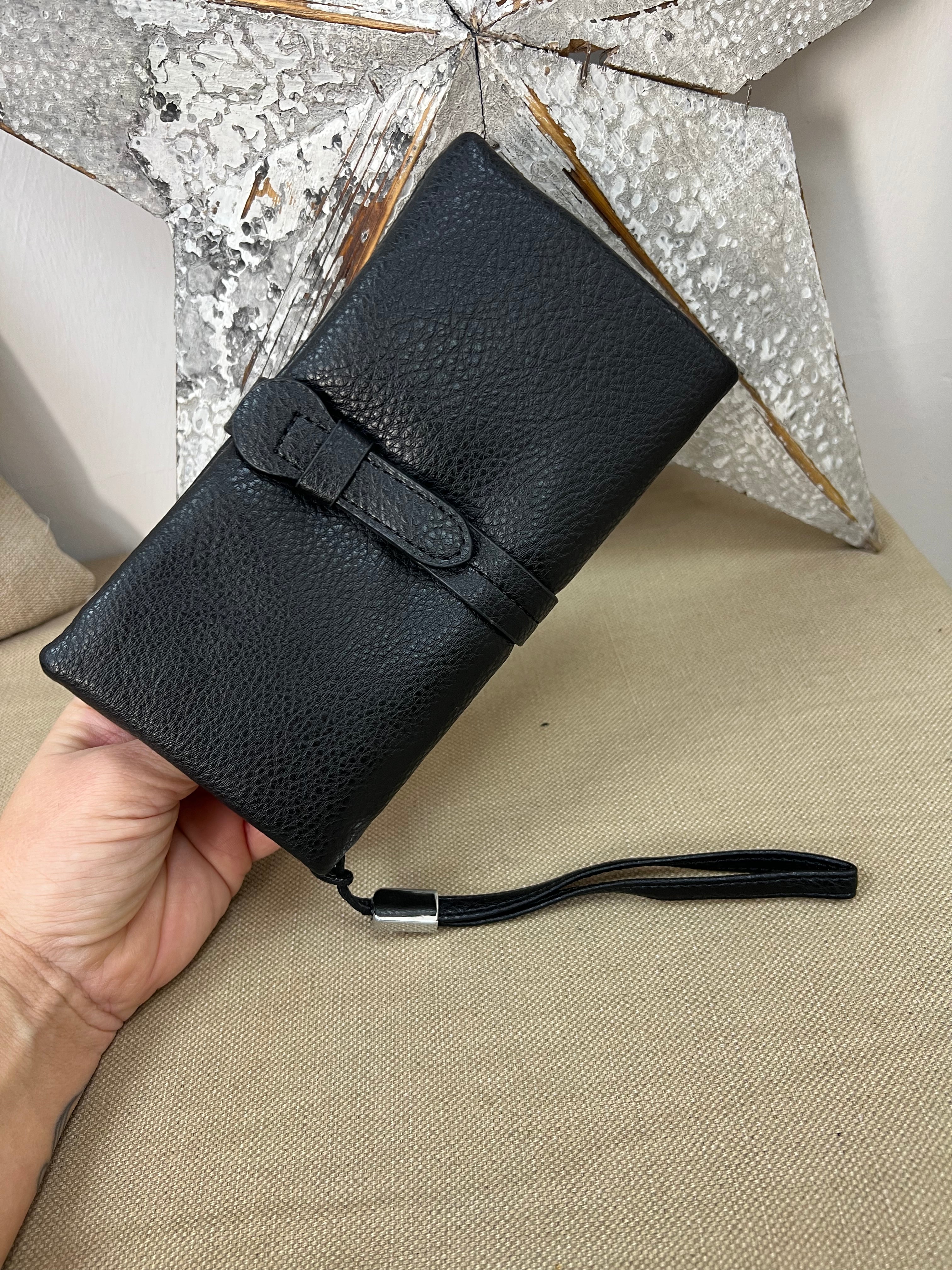 Large Wristlet Purse Black Top Knot