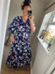 Belted Leopard Dress - Navy