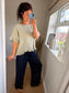 Cotton Ruffle Trim Top - Beige
