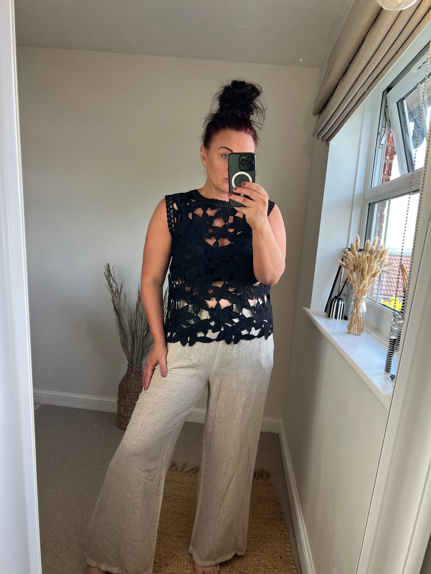 Lace Vest Top - Black