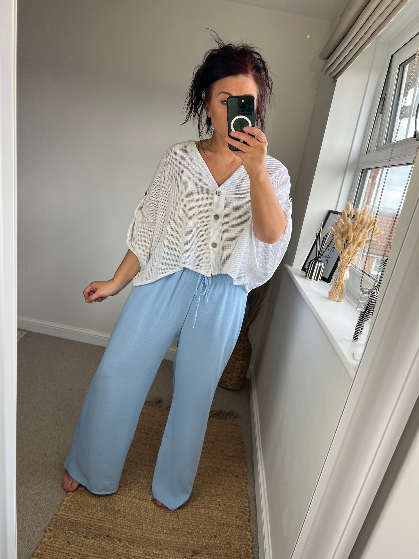 Wide Leg Trousers - Light Blue