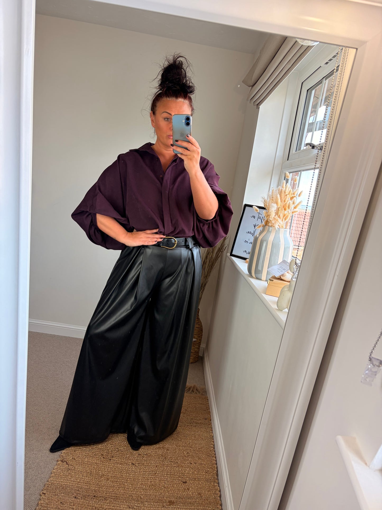 Puff Sleeve Shirt - Plum