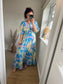 Grecian Floral Dress - Cobalt