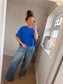 Boxy Short Sleeve Jumper - Cobalt