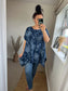 Longline Cotton Floral Top - Navy