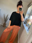 Linen Button Back Top - Black