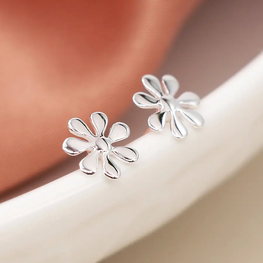 Peace of Mind - Sterling Silver Daisy Stud Earrings