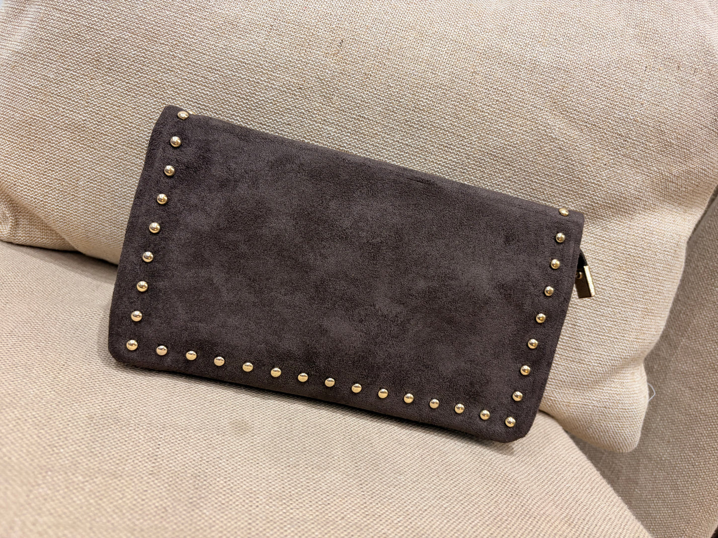 Small Faux Suede Crossbody Bag - Chocolate