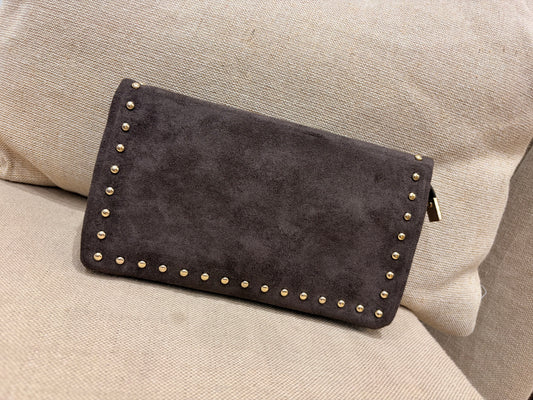 Small Faux Suede Crossbody Bag - Chocolate