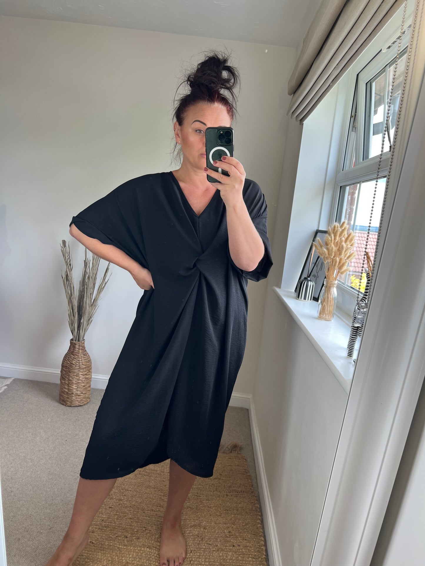 Twist Front Dress - Black
