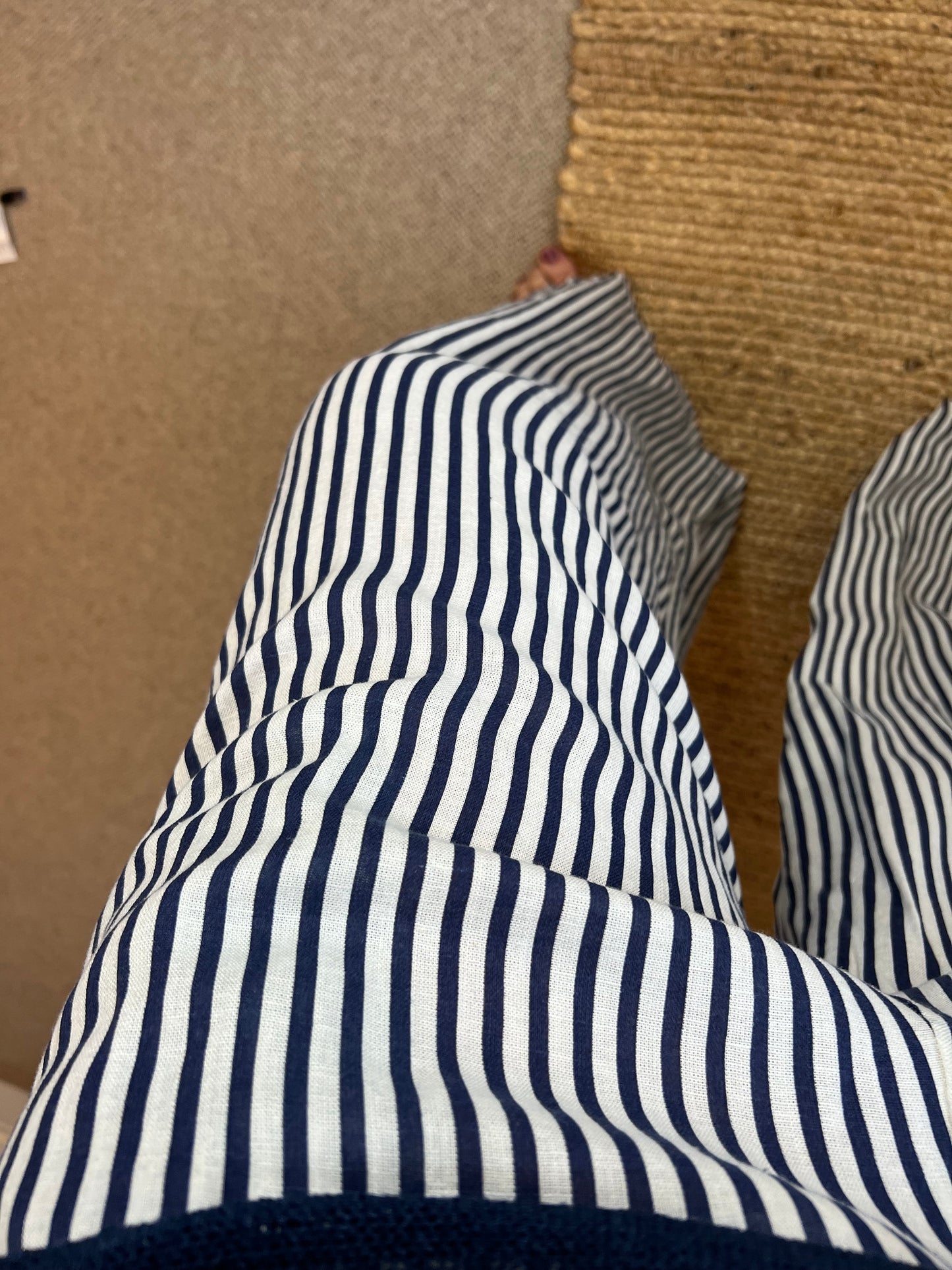 Linen Stripe Trousers - Navy