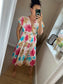 LOTTIE Midi Button Dress with Pockets - Cream Floral